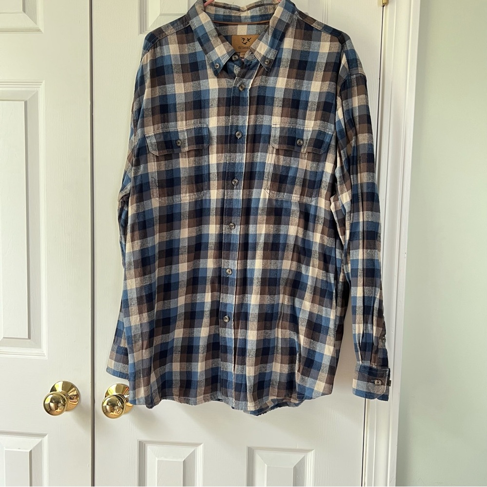 Outdoor Life Navy and Beige Flannel Shirt